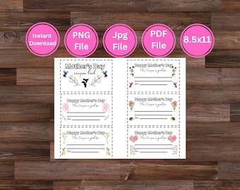 Minimalist Mother’s Day Card DIY coupon print, editable, download, customize gift for her, craft, floral, watercolor, special, thoughtful