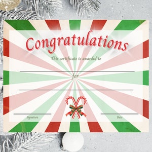 Printable Christmas certificate, Holiday certificate, Editable Printable Download Award, Christmas Sweater certificate template print, Candy