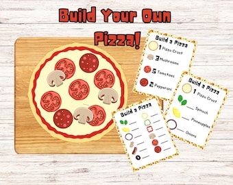 Pretend Play Printable, Build A Pizza, Printable pretend food, educational Printable, Speech Activity, Fine motor skills, Busy Book Learning