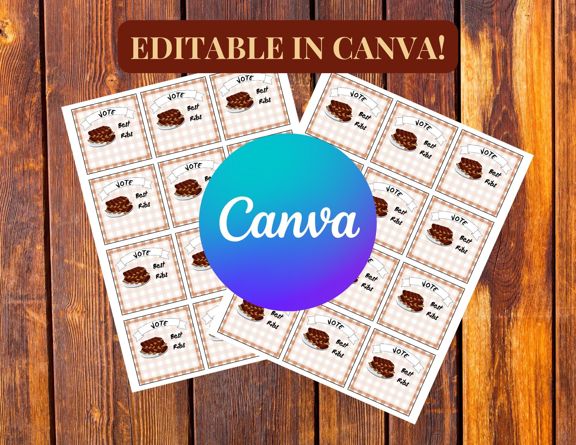 Editable Best Ribs Cook-off Voting Cards, Winner of Games, Customize ...