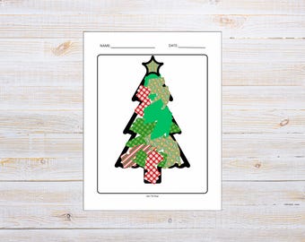 Christmas Tree shredded craft, Christmas Paper Trees activity Printable Kids Sunday school Winter Holiday Party Favor craft DIY Printable