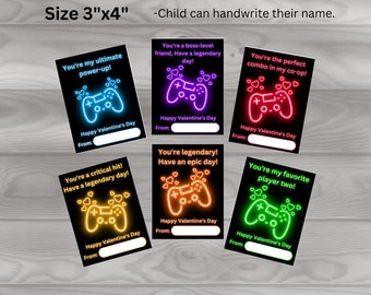 Printable Gamer Valentine day Cards for Kids, Kids Valentine Cards, Printable School Valentine craft party favors for class, classroom craft