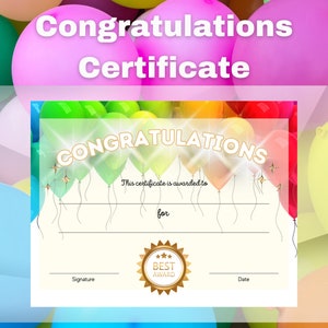 Colorful Rainbow Printable Certificate For Kids, certificate of completion, Classroom Award Certificate Printable, certificate of excellence