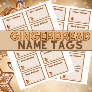 Christmas Place Cards, Printable Gingerbread Place Cards, Printable Holiday Seat Markers, Printable Place Marker, teacher pre k, school desk
