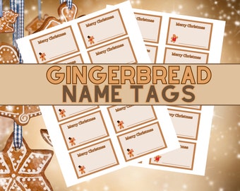 Christmas Place Cards, Printable Gingerbread Place Cards, Printable Holiday Seat Markers, Printable Place Marker, teacher pre k, school desk