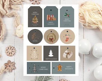 Merry Christmas Gift Tag Printable, Printable Christmas Gift Tag, Holiday Party Favor Tag, holiday tag, Editable Christmas Gift Tag Download