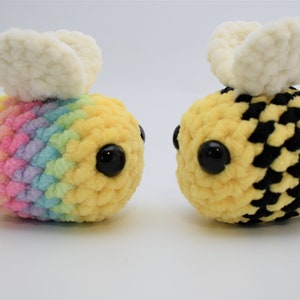 Crochet bee plush. Rainbow bee plush.