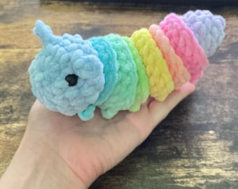 Crochet Caterpillar Fidget Toy: Rainbow Twistable Sensory Toy