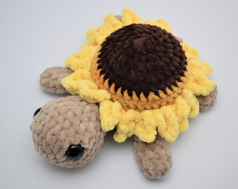 Crochet Sunflower Turtle Plush, Stuffed Animal Toy