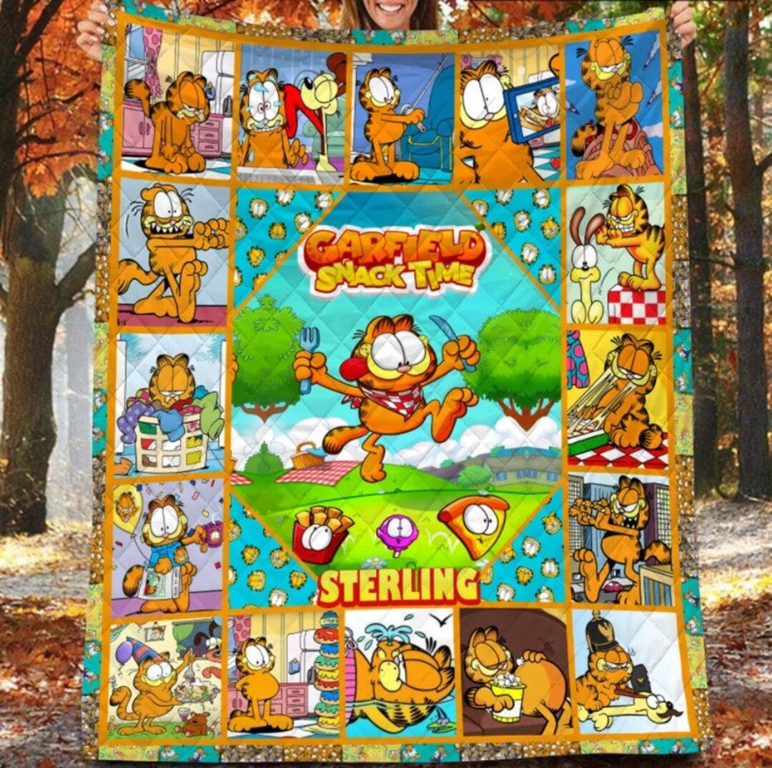 Custom Garfield Blanket Garfield Quilt Fleece Blanket Mink Etsy