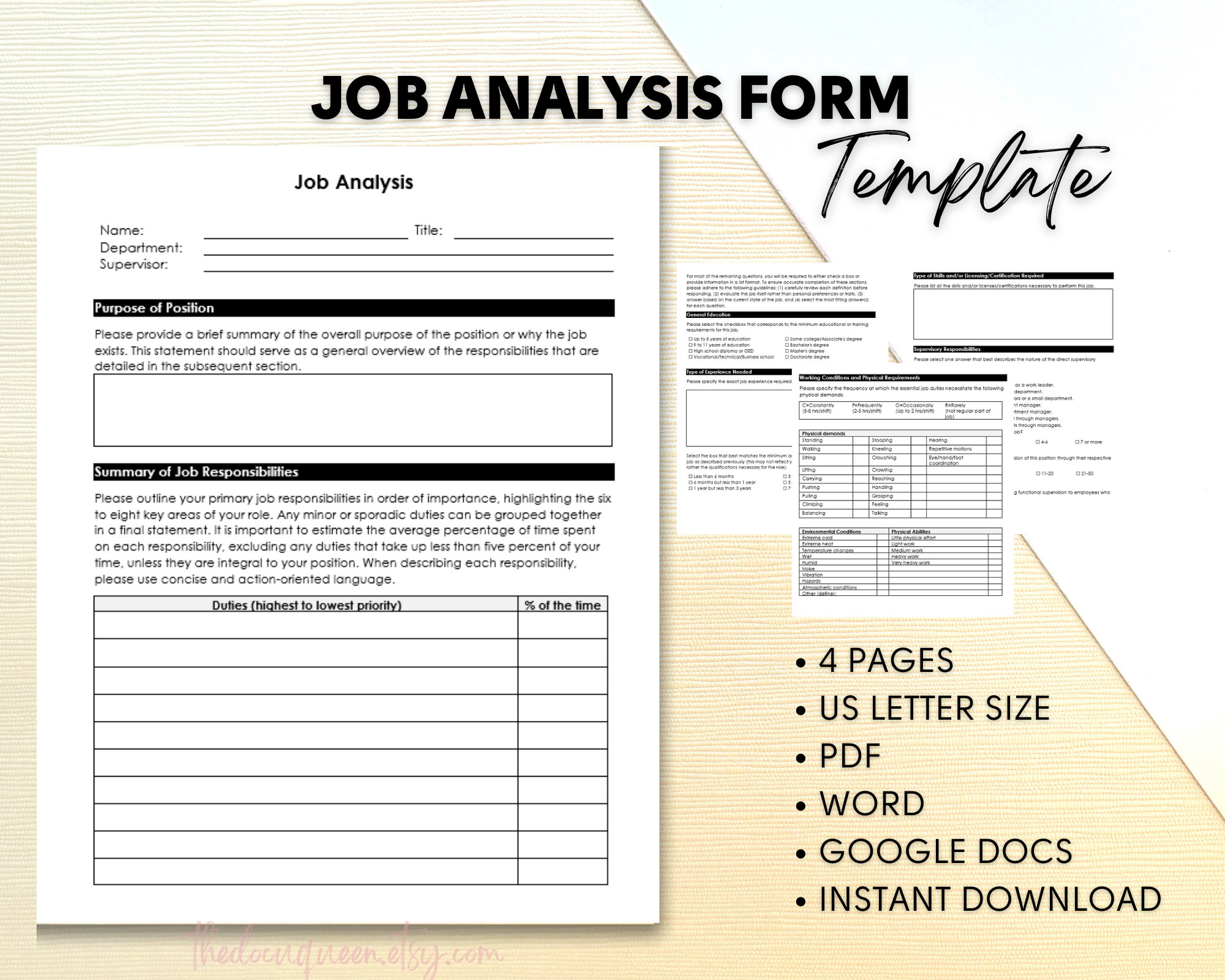Job Analysis Template Etsy job-analysis-template-etsy