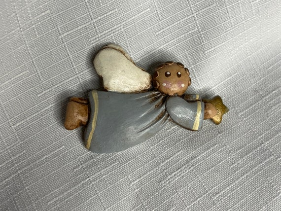 Vintage Clay and Resin Angel Pins, Star, Halo, Wi… - image 3