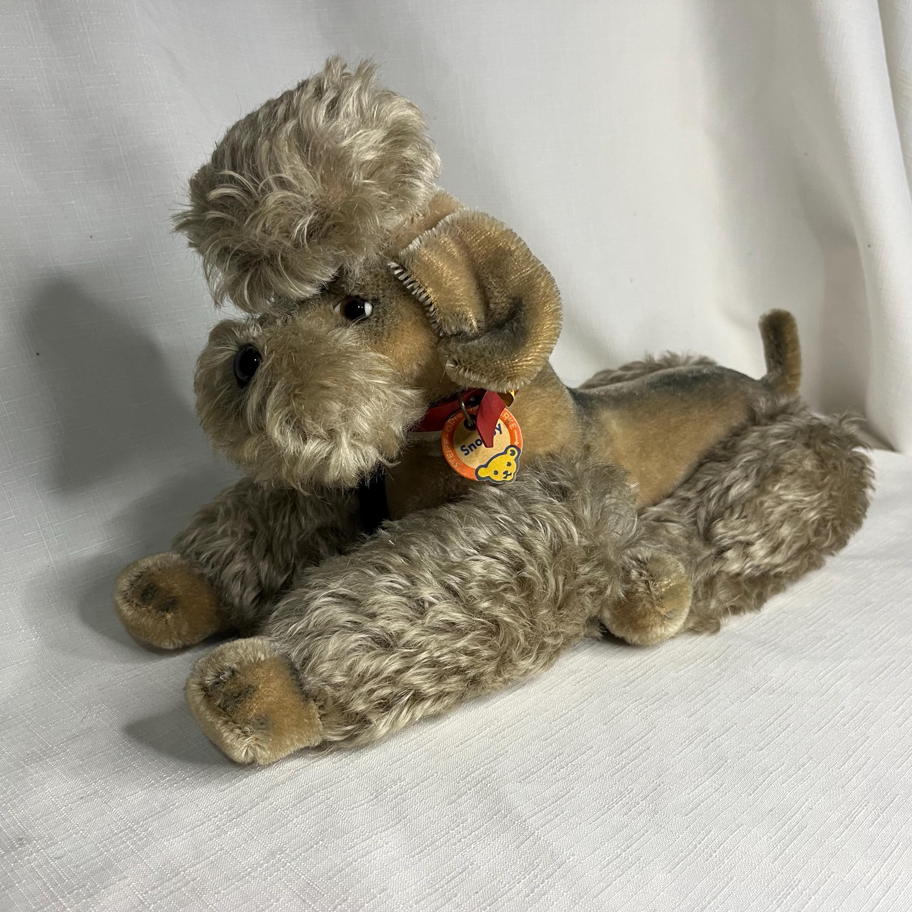 Vintage Steiff Snobby Grey Poodle Large, Original Tag and Silver
