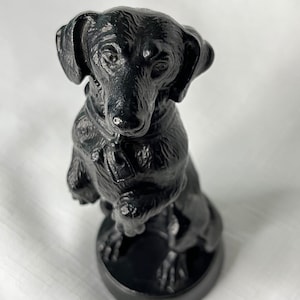 Vintage Russian Kacnh Kasli Cast Iron Dog, Standing Dachshund, Dog, 1989