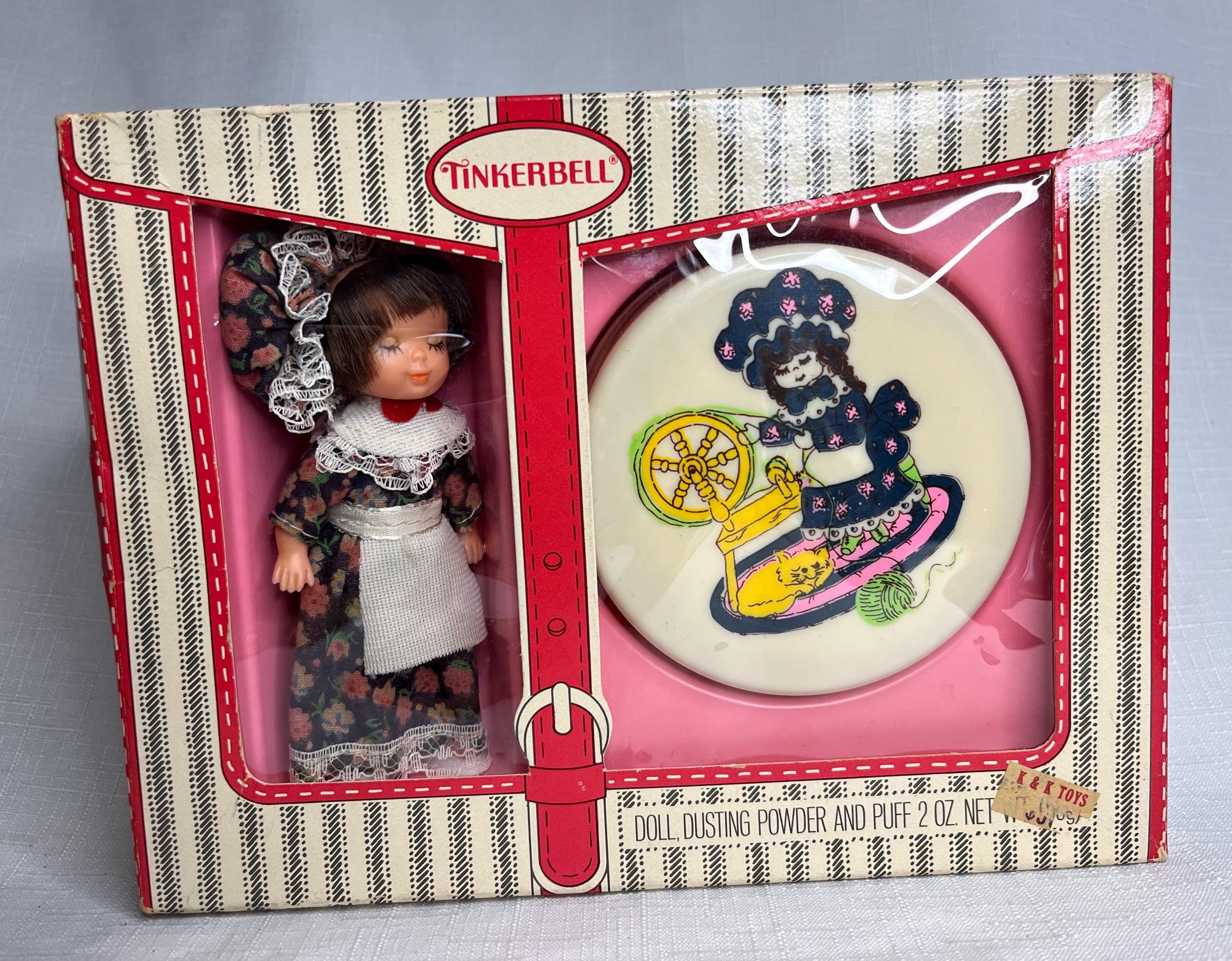 Vintage Tinkerbell Tom Fields Dusting Powder With Puff and Doll