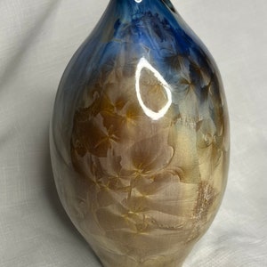 Bill Campbell Crystalline Fish Vase, Tulip Vase, Signed, Vintage image 5