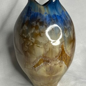 Bill Campbell Crystalline Fish Vase, Tulip Vase, Signed, Vintage image 1