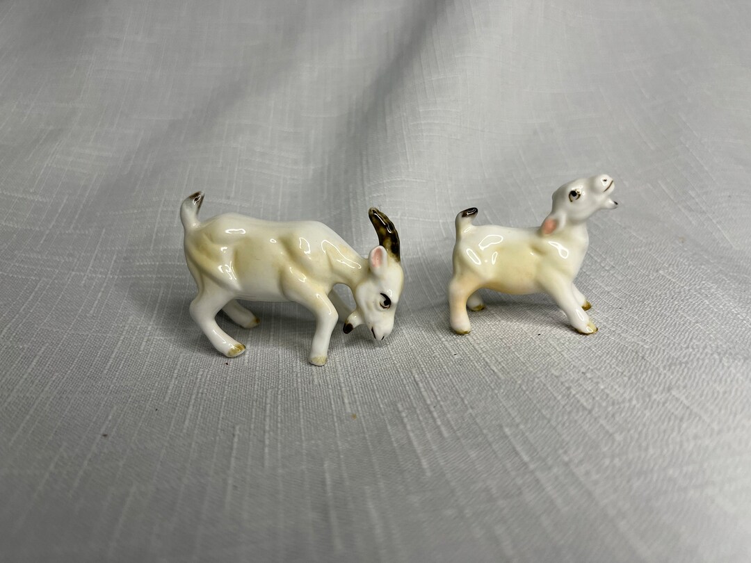 Vintage Miniature Goat Figurines 2 Bone China Billy Goat Etsy