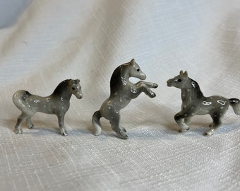 Vintage Klima Dappled Grey Arabian Horses, Porcelain Figurines Set