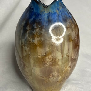 Bill Campbell Crystalline Fish Vase, Tulip Vase, Signed, Vintage image 3