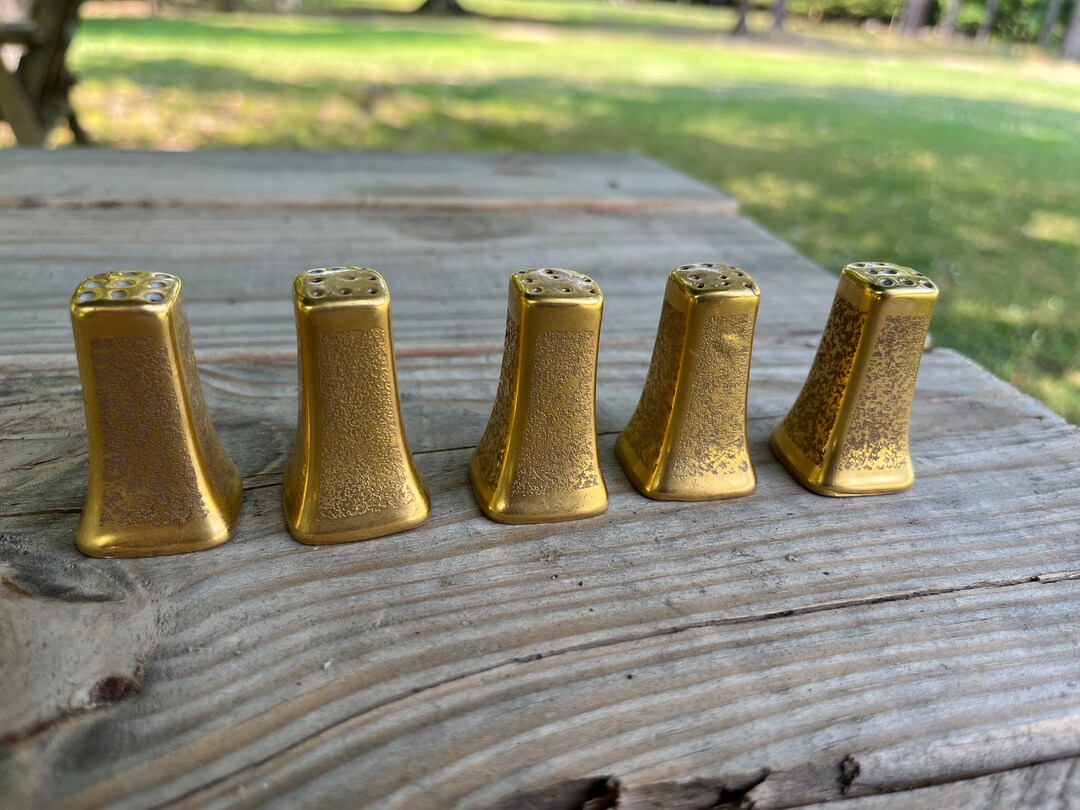 Vintage Pickard Gold Encrusted Salt and Pepper Shakers 5 Etsy