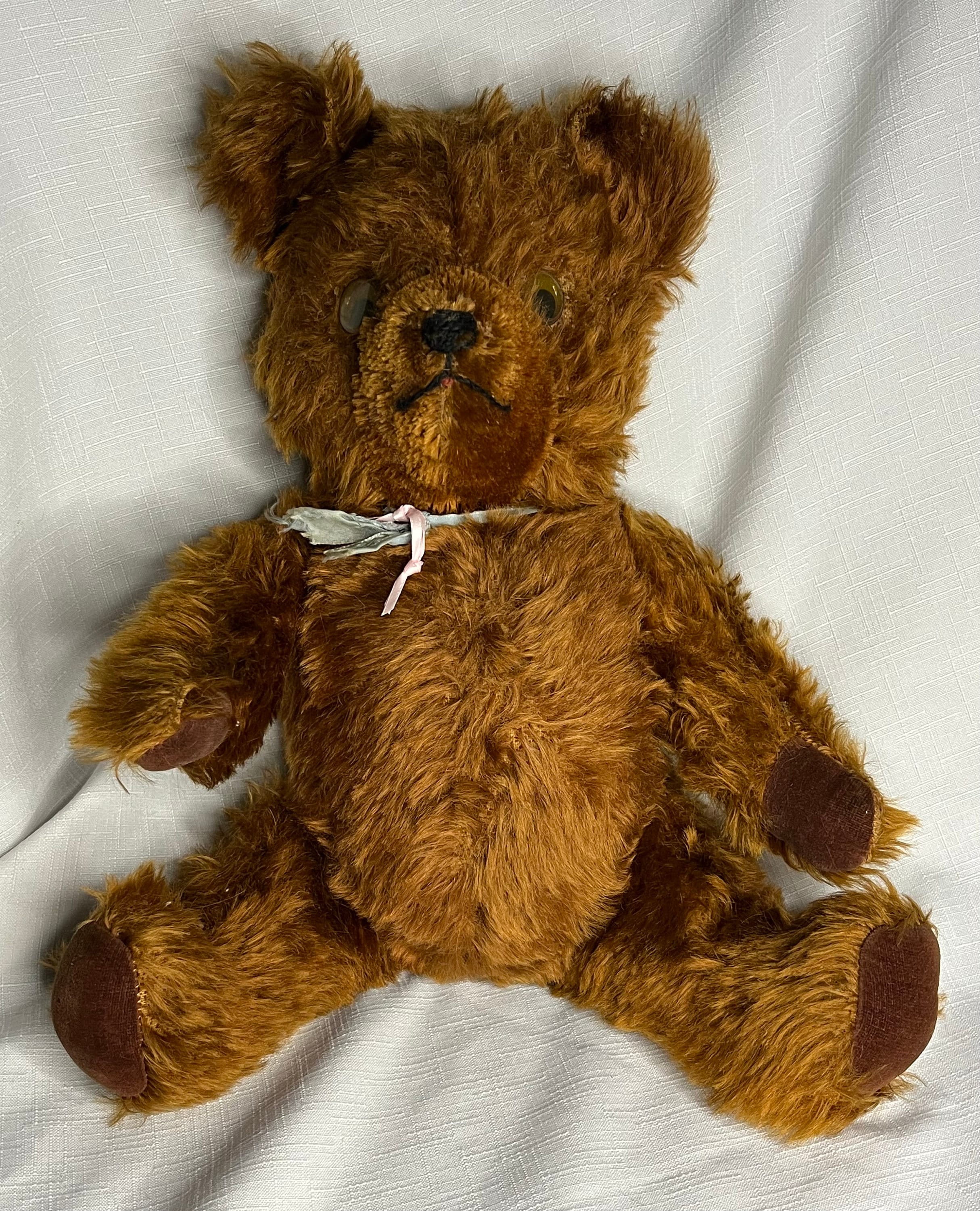 Vintage Teddy Bear With Brown Ribbon - Etsy