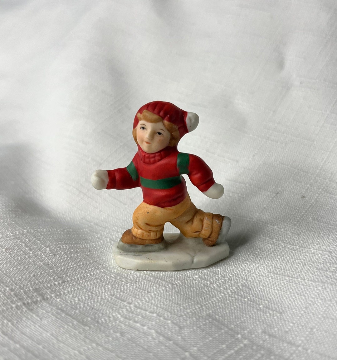 Lefton Colonial Village 1987 Ice Skating Boy - Etsy