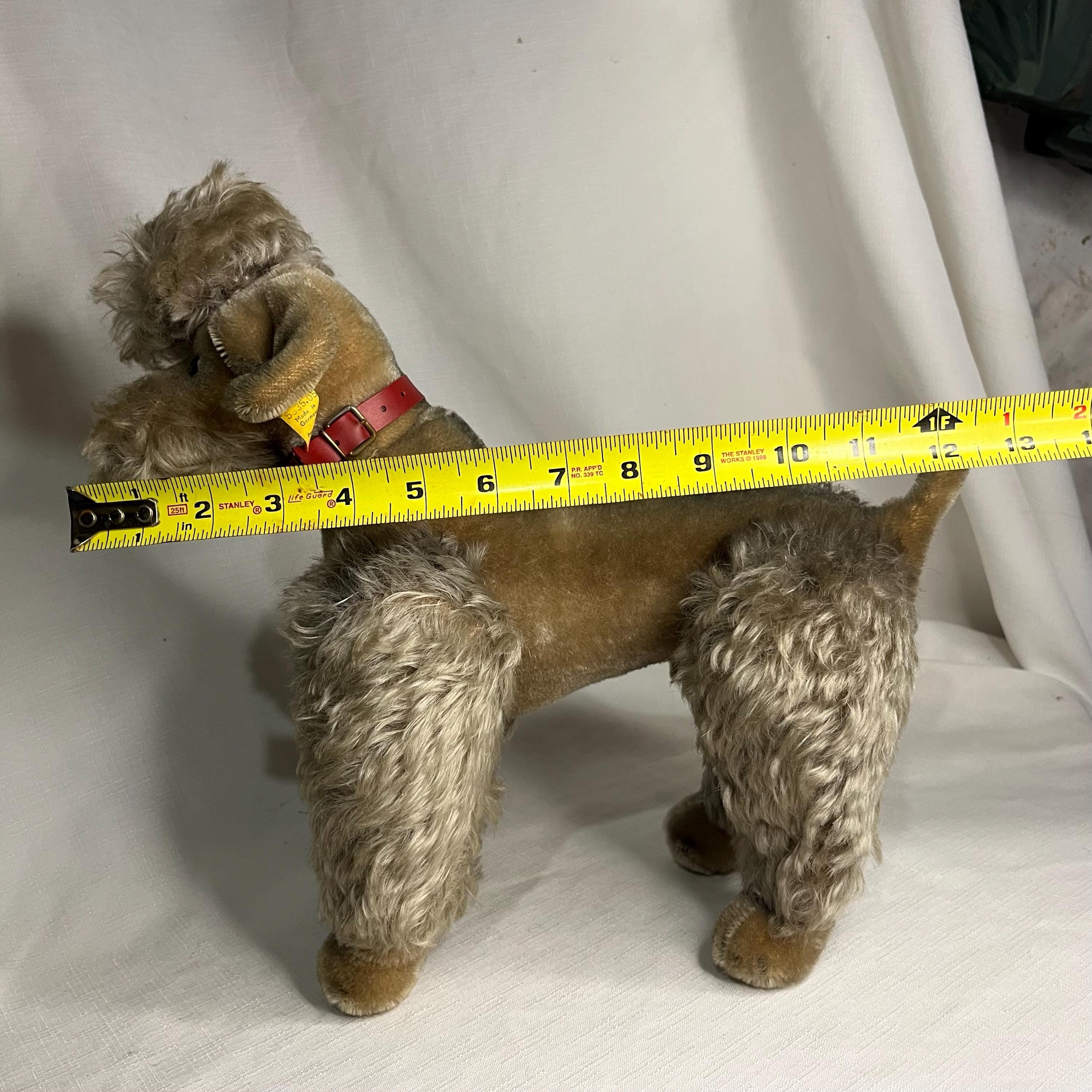 Vintage Steiff Snobby Grey Poodle Large, Original Tag and Silver