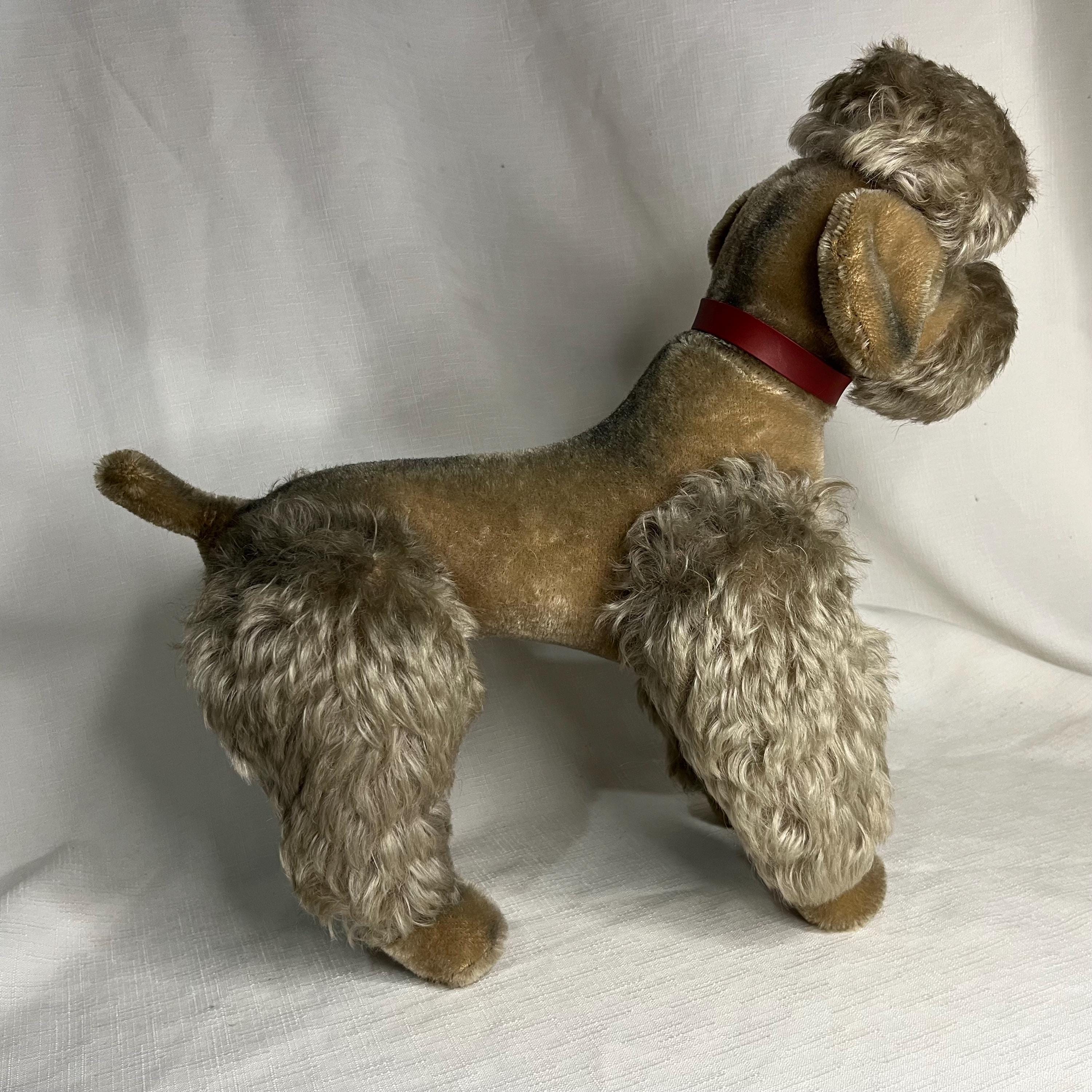 Vintage Steiff Snobby Grey Poodle Large, Original Tag and Silver