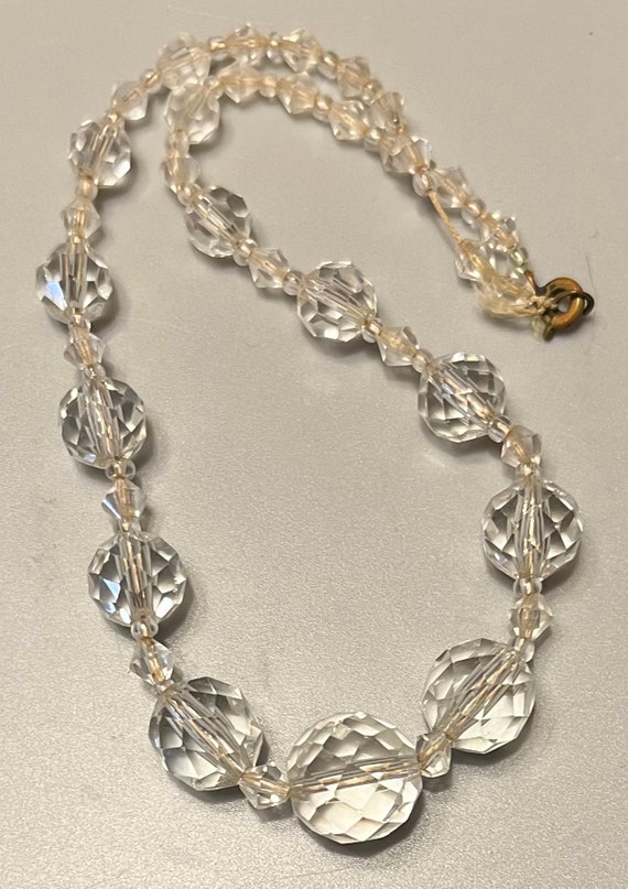 Art Deco Style Lead Crystal Beaded Necklace, Choke