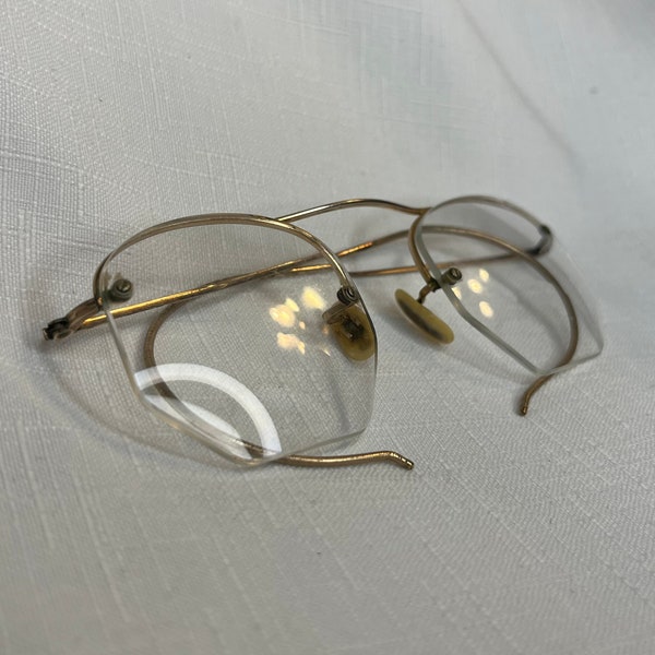 Vintage Shuron Shurset Rimway Ful-Vue 1/10 12k Gold-filled Semi Rimless Bifocal Glasses