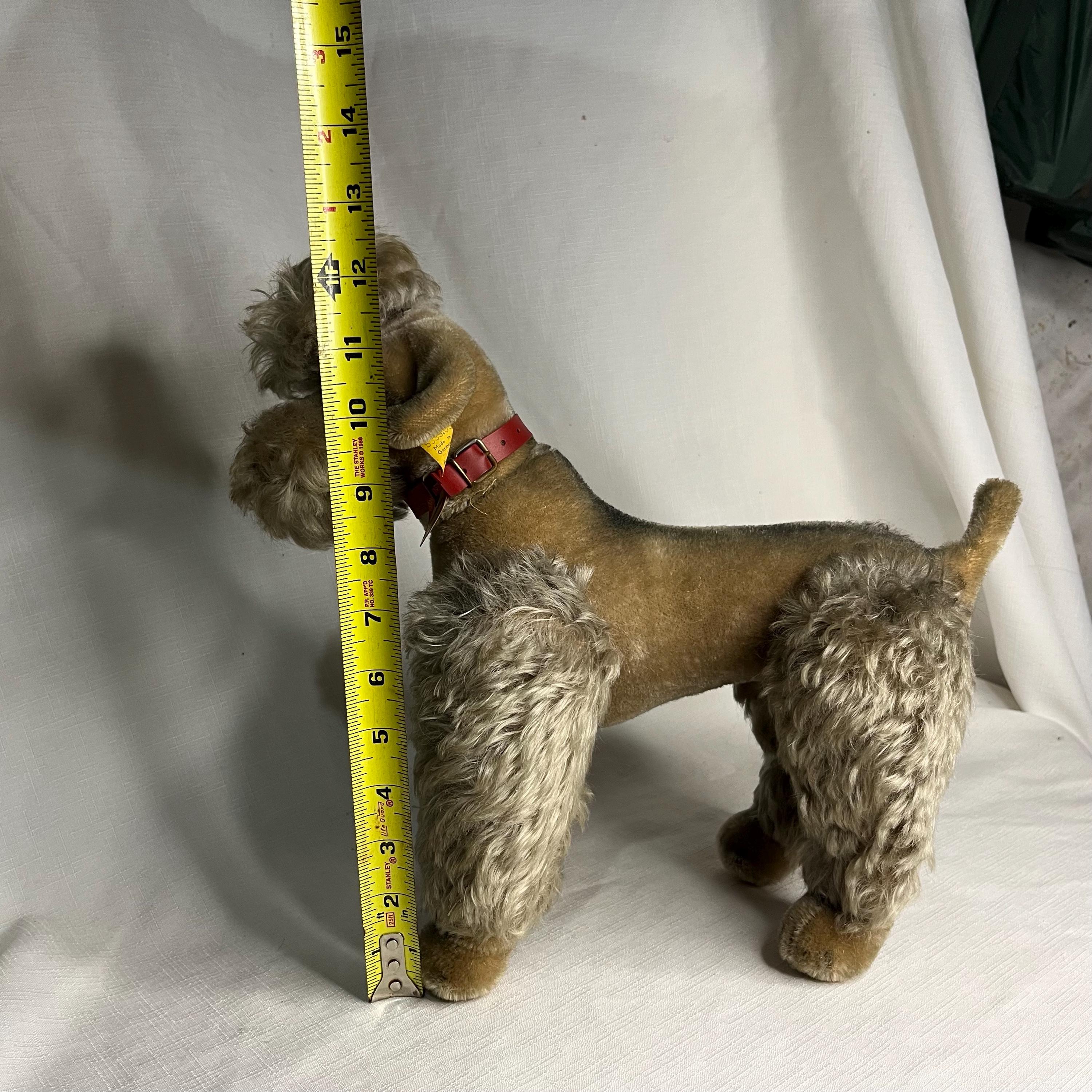 Vintage Steiff Snobby Grey Poodle Large, Original Tag and Silver