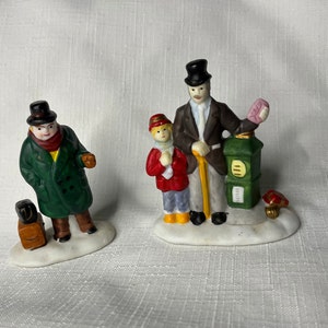 Lemax Porcelain Man with Luggage, Father and Daughter Mailbox Figurine