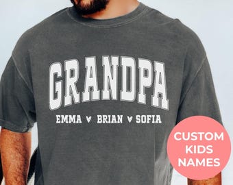 Camiseta personalizada con nombre de abuelo y colores cómodos: camiseta universitaria retro