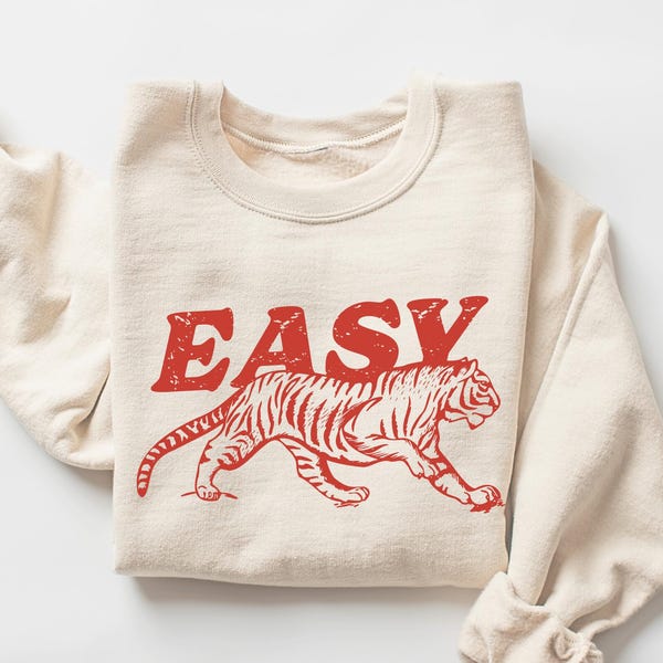 Sudadera con estampado de tigre fácil: sudadera unisex retro bohemia