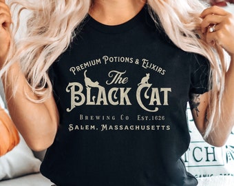 Halloween Shirt •  Salem Black Cat Vintage Shirt • Witchy Women Shirt • Halloween Gift Ideas • Cat Lovers Tee • Cat Person Gift