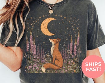 Camiseta Celestial Fox Comfort Colors: Camiseta gráfica Goblincore Cottagecore