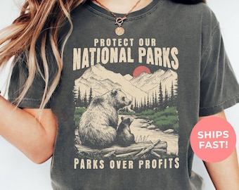 Protect Our National Parks Shirt: Bear & Mountain Graphic Tee