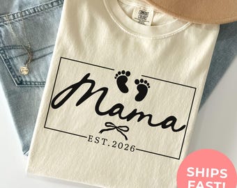Camiseta personalizada Mama Comfort Colors®: Camiseta para mamás primerizas, regalo personalizado para mamá, regalo personalizado para el Día de la Madre.