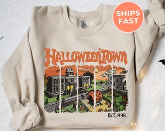 Sudadera retro de Halloween de la Universidad de Halloweentown, suéter vintage de otoño, regalo espeluznante
