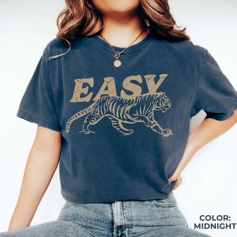 Easy Tiger Graphic Comfort Colors® Tee: Retro Boho Unisex Shirt, Aesthetic Trendy Hippie T-shirt image 3