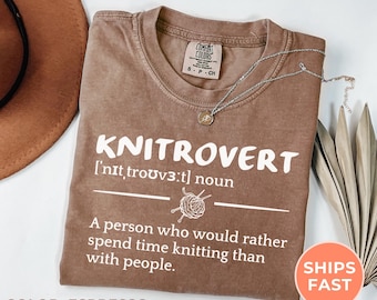 Knitrovert Comfort Colors® Shirt, Funny Knitting Tee, Introvert Knitter Tshirt, Gift for Knitting Lovers