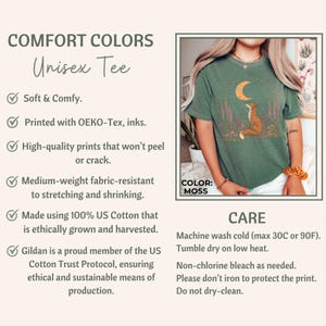 Camiseta Celestial Fox Comfort Colors: Camiseta gráfica Goblincore Cottagecore imagen 8