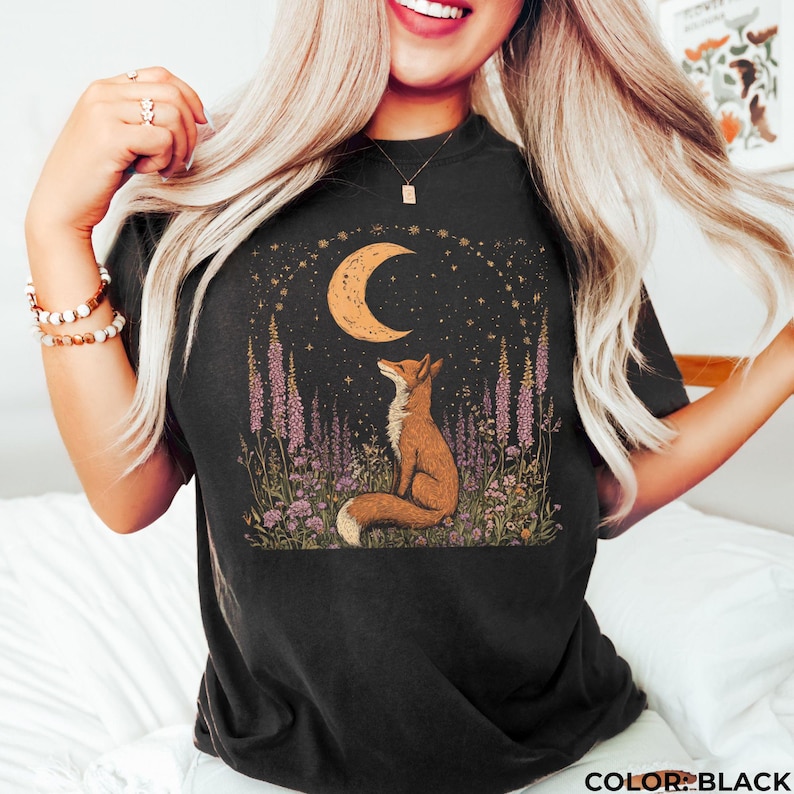 Camiseta Celestial Fox Comfort Colors: Camiseta gráfica Goblincore Cottagecore imagen 6