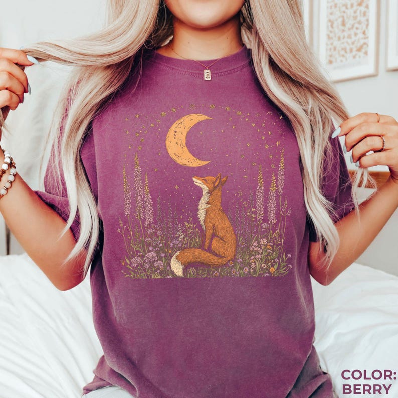 Camiseta Celestial Fox Comfort Colors: Camiseta gráfica Goblincore Cottagecore imagen 4