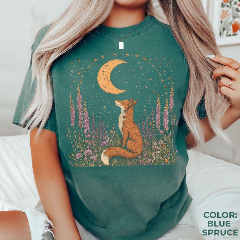 Camiseta Celestial Fox Comfort Colors: Camiseta gráfica Goblincore Cottagecore imagen 3