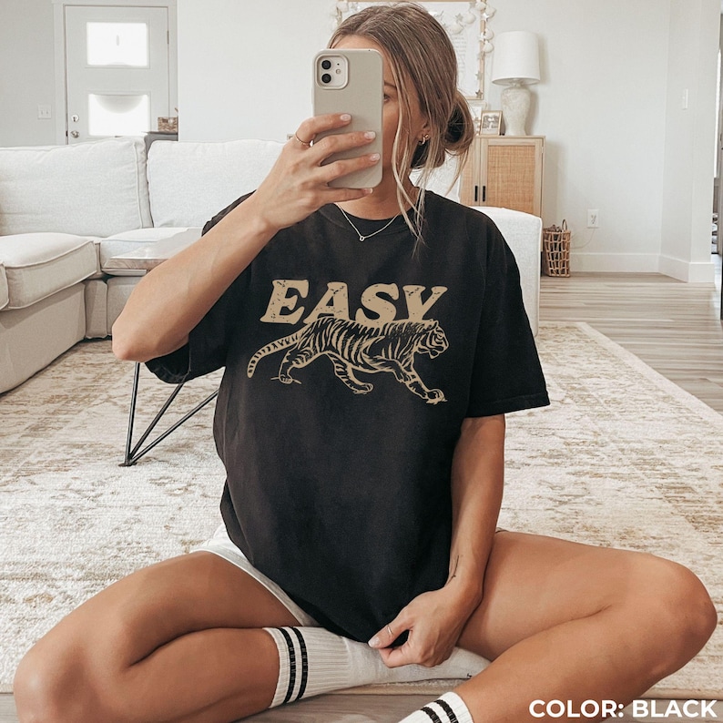 Easy Tiger Graphic Comfort Colors® Tee: Retro Boho Unisex Shirt, Aesthetic Trendy Hippie T-shirt image 5