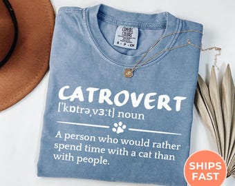 Catrovert Comfort Colors® Shirt, Funny Cat Mom Tee, Introvert Cat Person Tshirt, Gift for Cat Lover