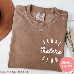 Comfort Colors Feral Sisters Club Shirt, Funny Sister Gift, Sarcastic Funny Tee, Gift For Sister, Sister Matching Tee, Sister Birthday Gift