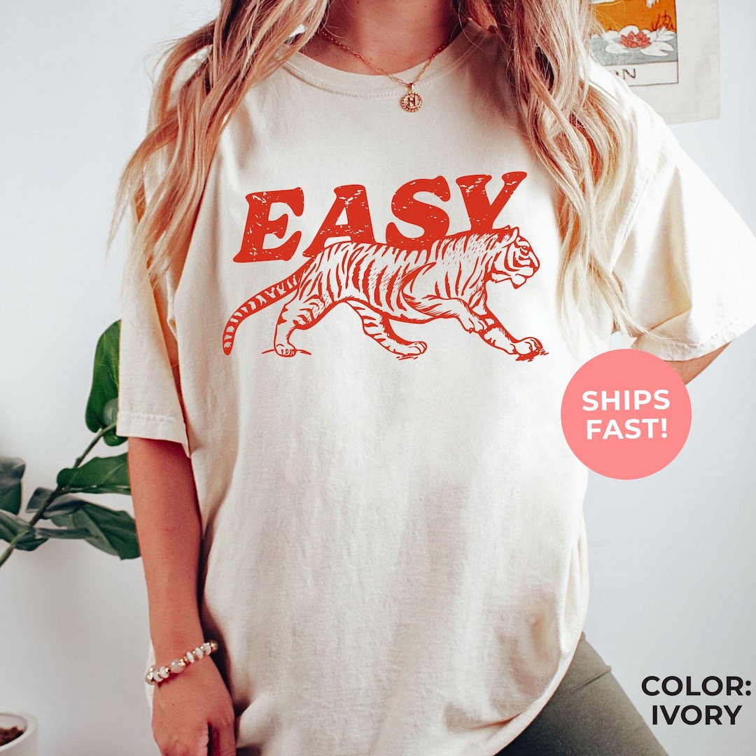 Easy Tiger Graphic Comfort Colors® Tee: Retro Boho Unisex Shirt, Aesthetic Trendy Hippie T